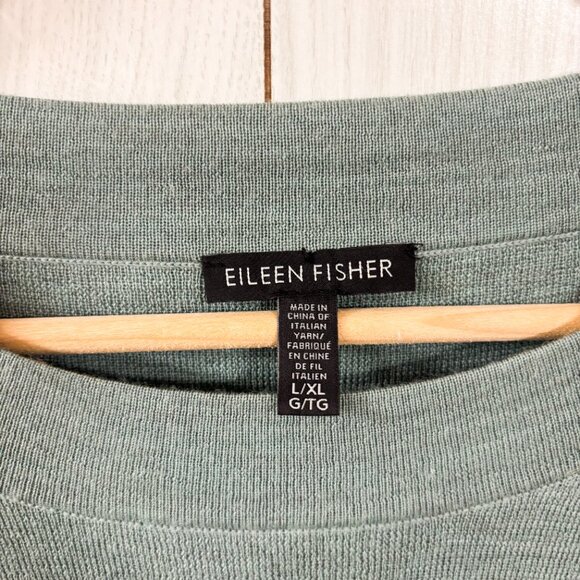 Eileen Fisher 100% Merino Wool Pullover Tunic Top Sweater in Seafoam Green/Blue - Picture 6 of 9